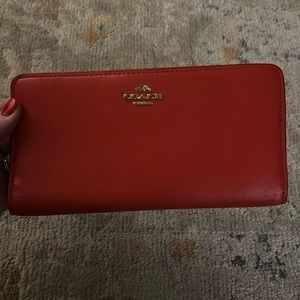 Coach Skinny Wallet in Refined Leather phone Holder red orange